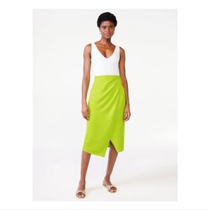 Scoop NYC Faux Wrap Midi Skirt- Lime Green - NWT